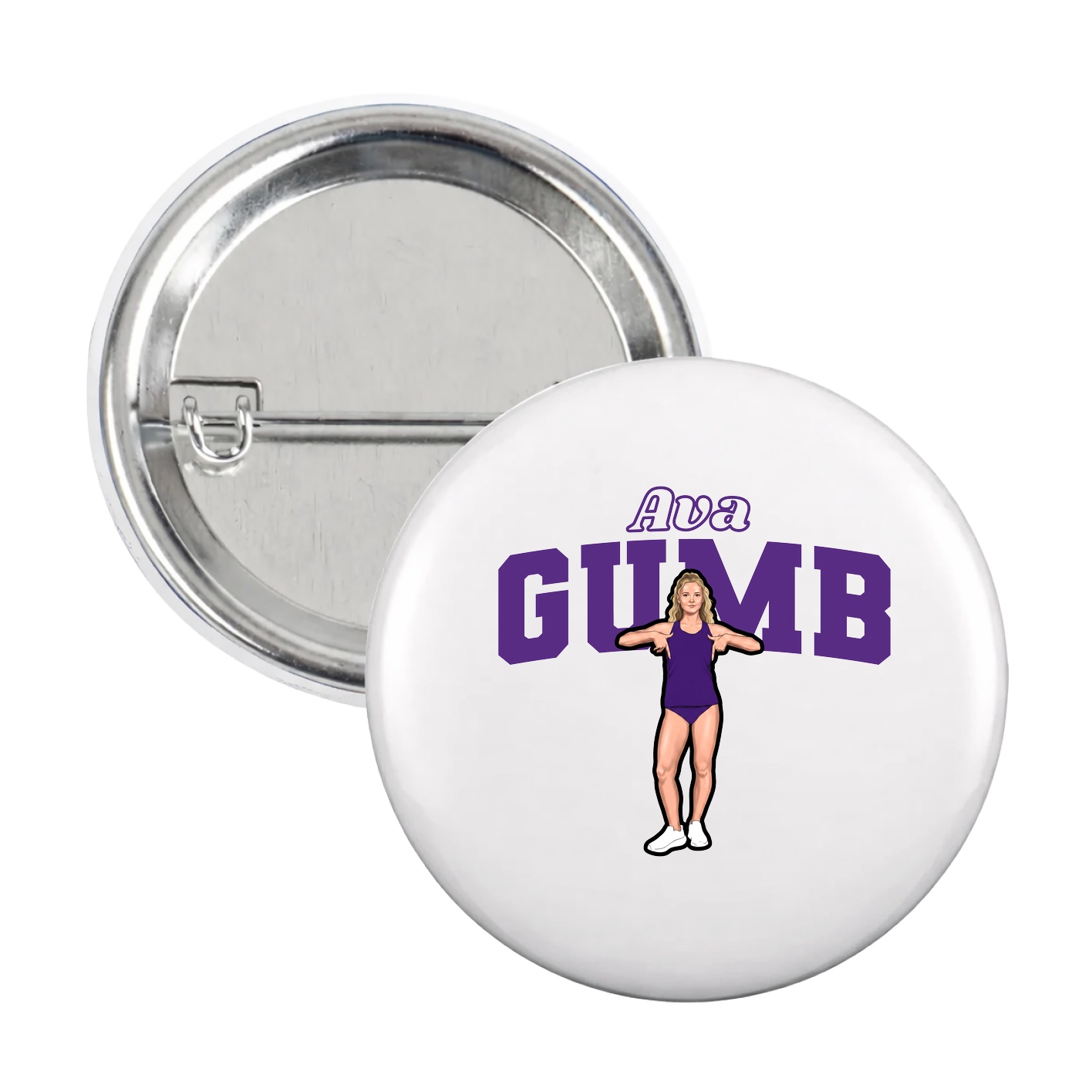 Game Day Button — Name Arch in White