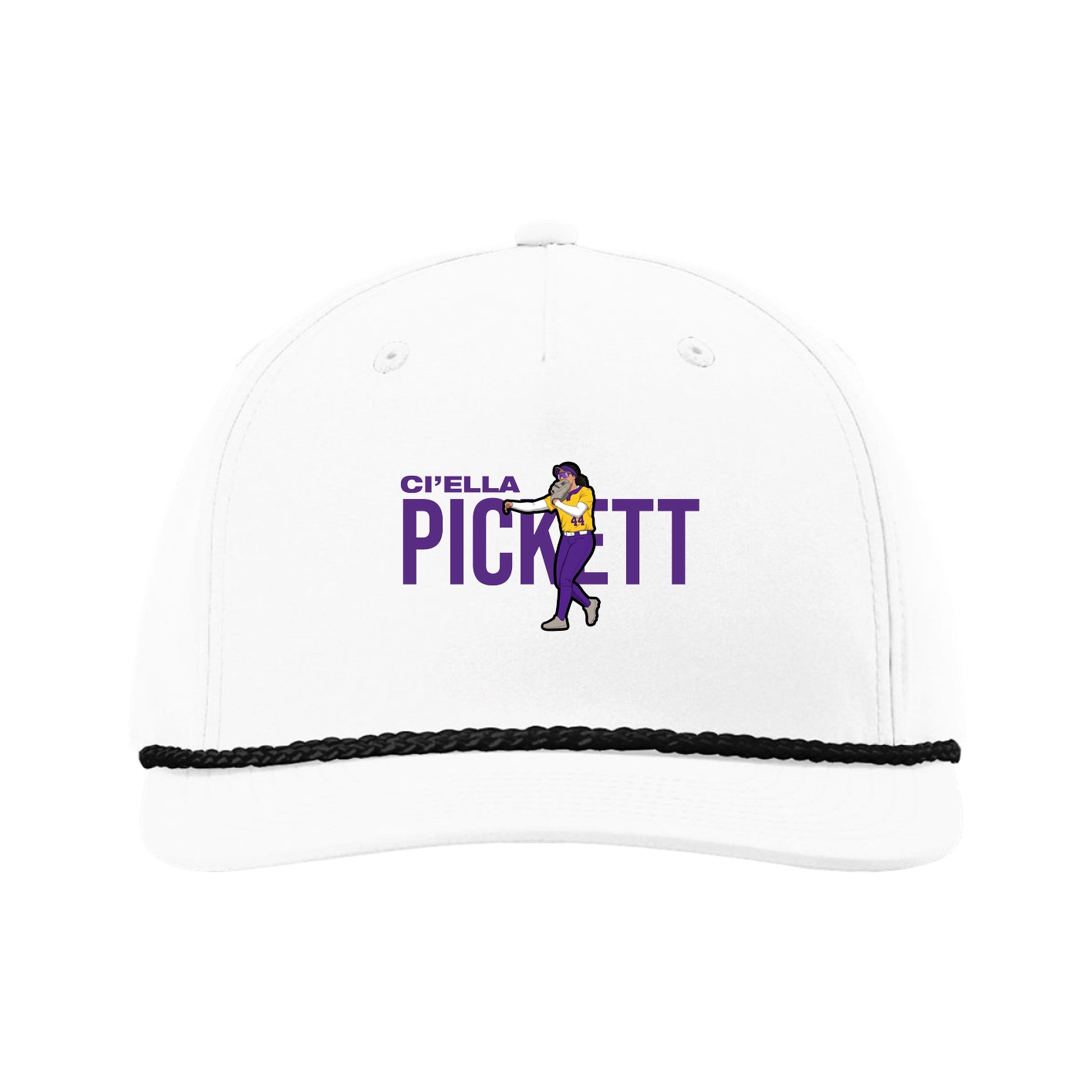 Five-Panel Classic Rope Cap — Player Name in White