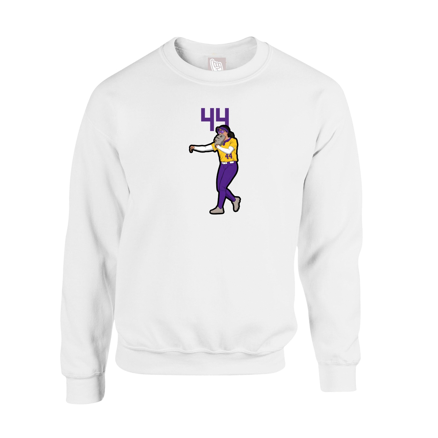 Fleece Crew — Number Top in White