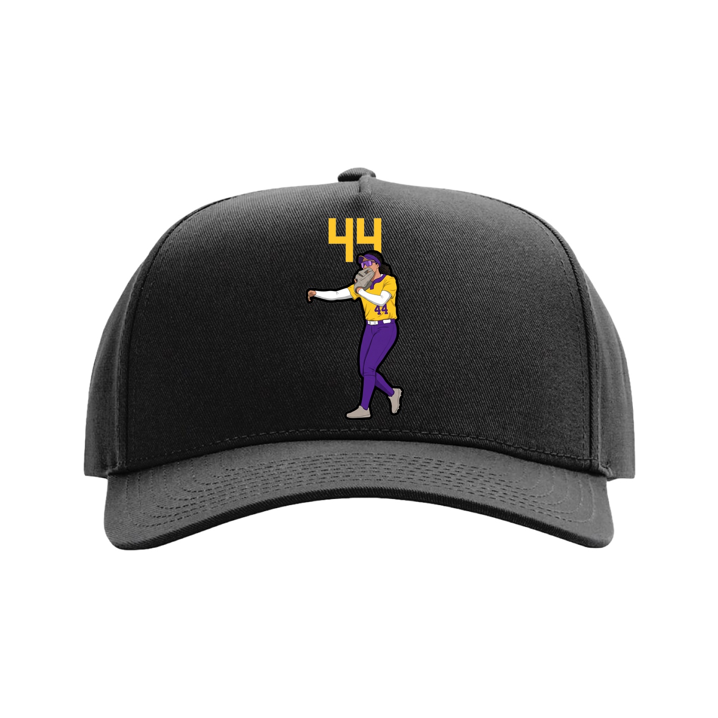 Full Fabric Five-Panel Champ Cap — Number Top in Black