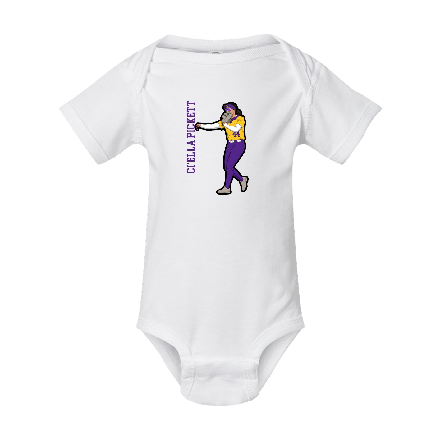 Baby Onesie — Name Vertical in White
