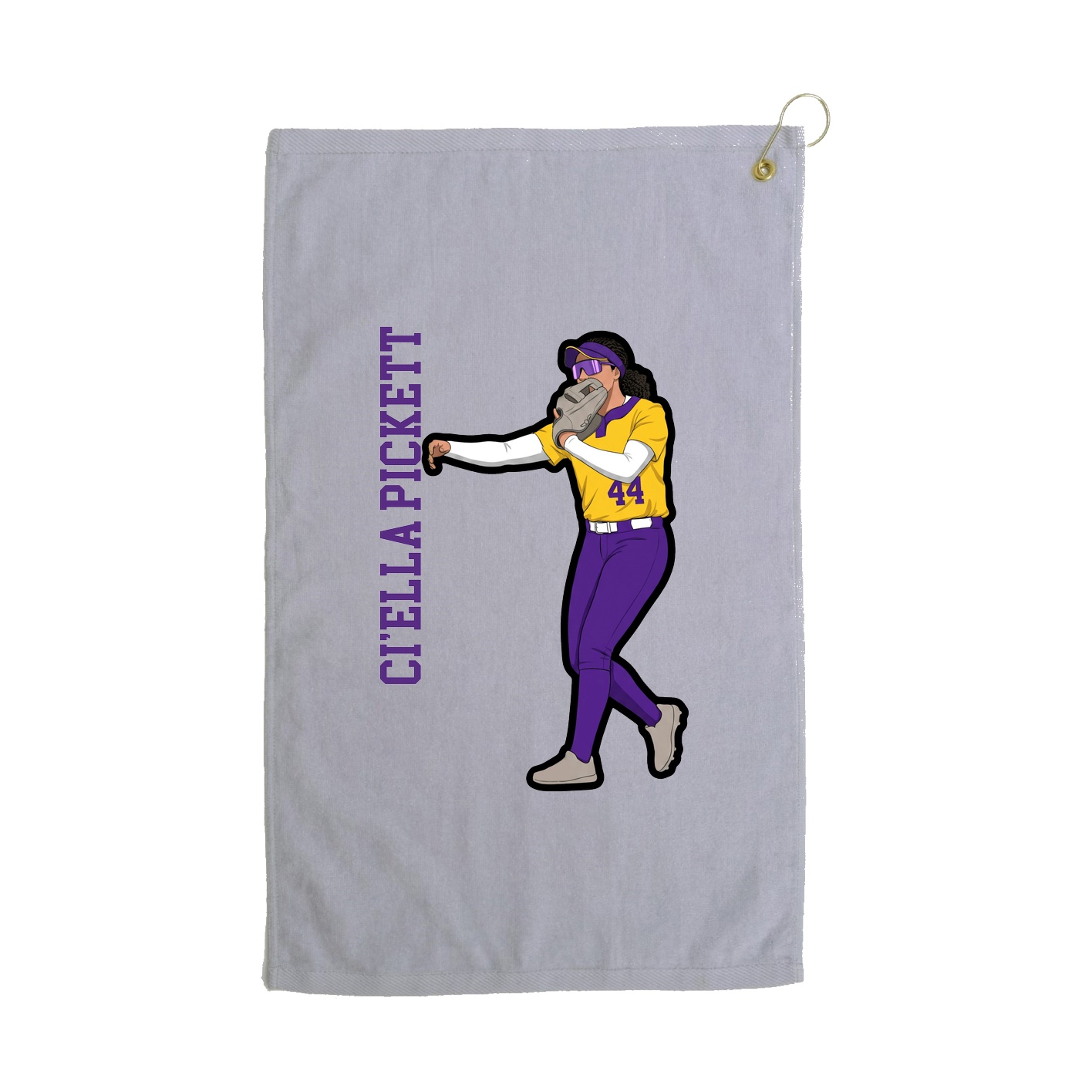 Golf Towel — Name Vertical in Grey