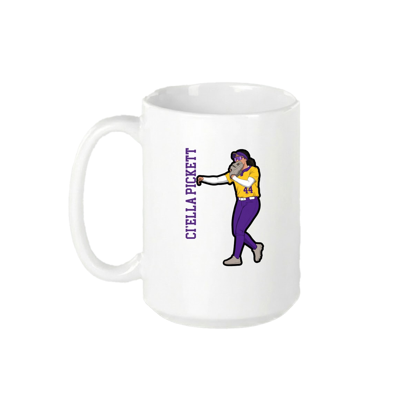 15oz Coffee Mug — Name Vertical in White