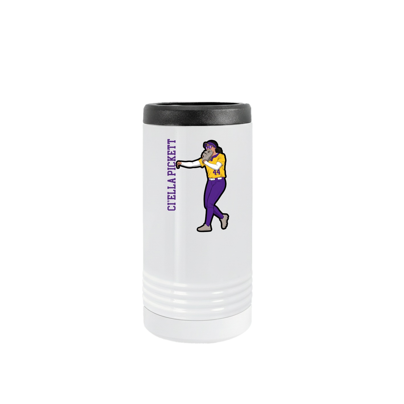 Slim Beverage Holder — Name Vertical in White