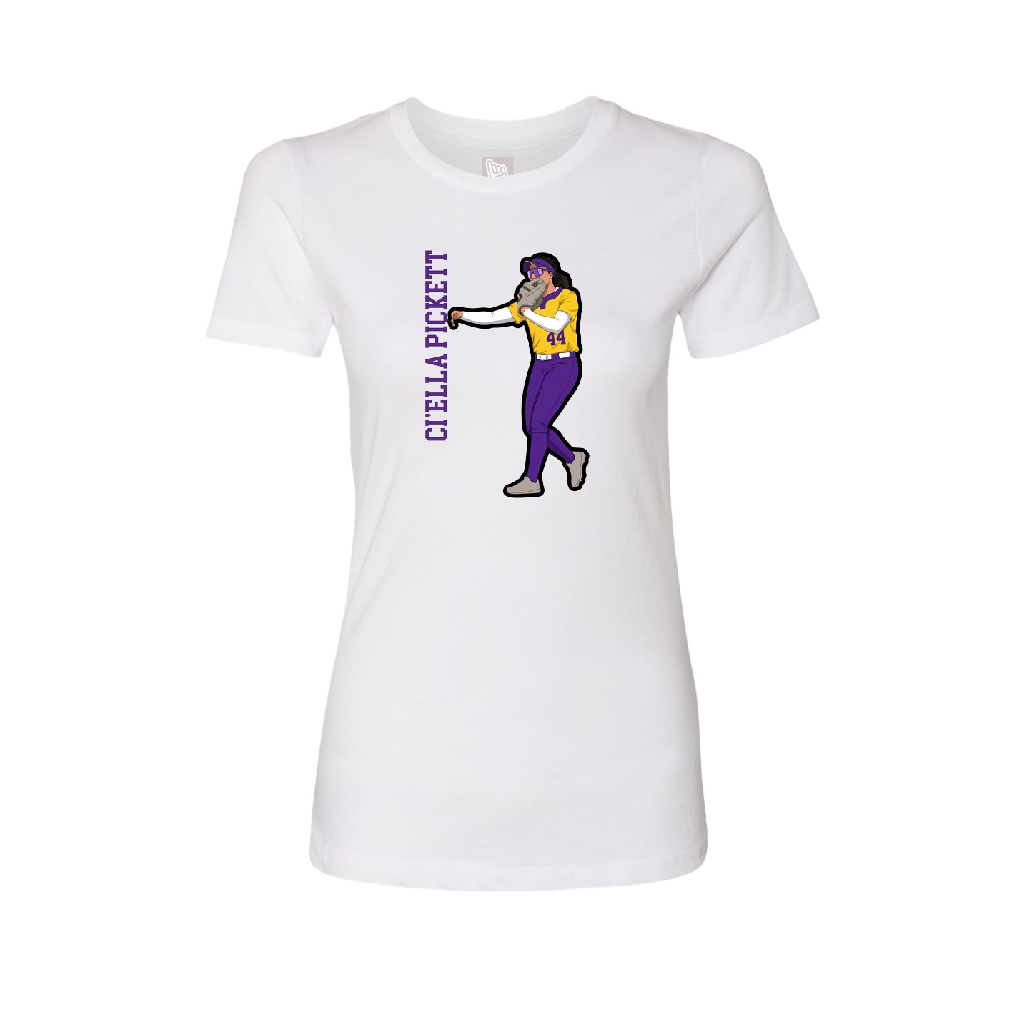 Fitted Women's Tee — Name Vertical in White