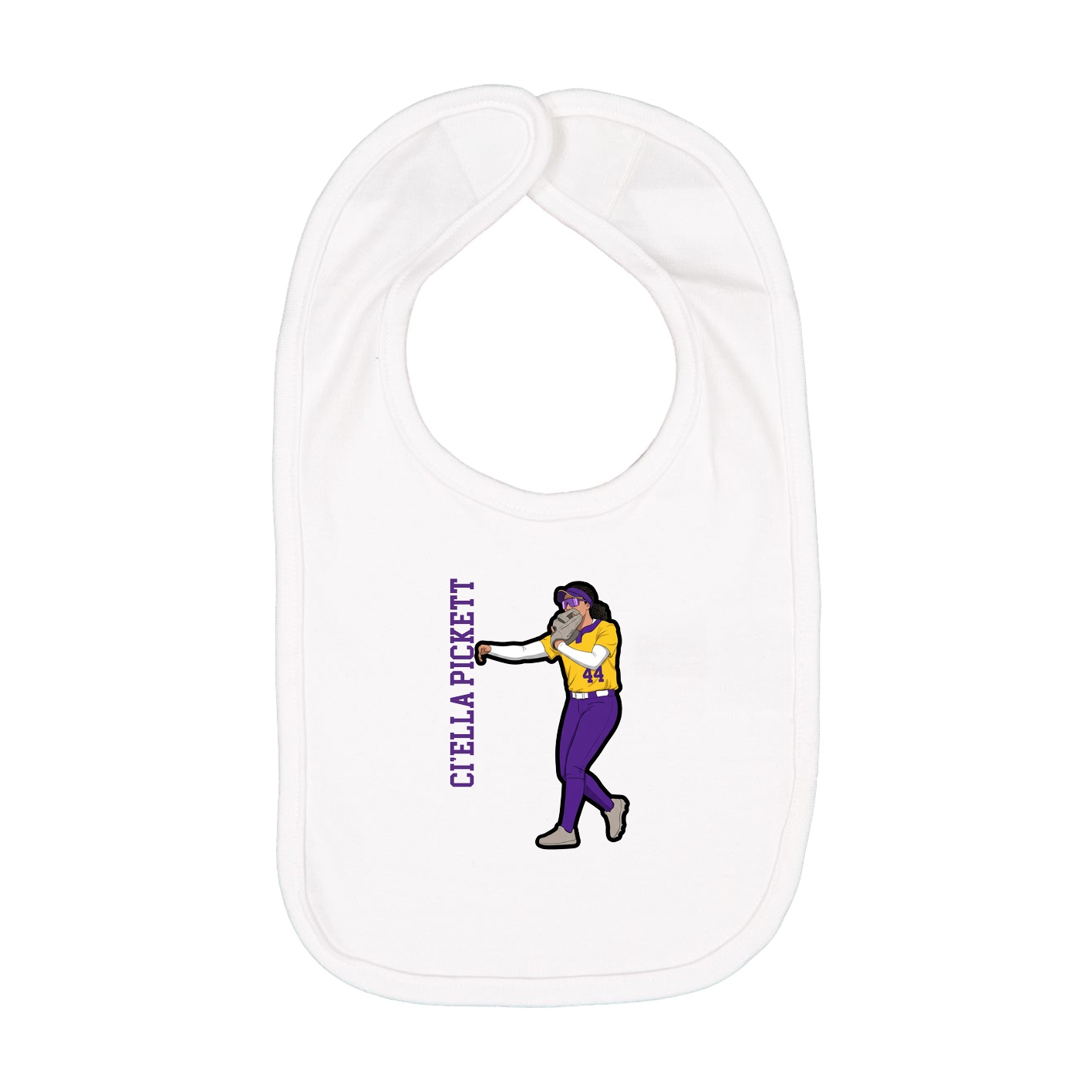 Infant Bib — Name Vertical in White
