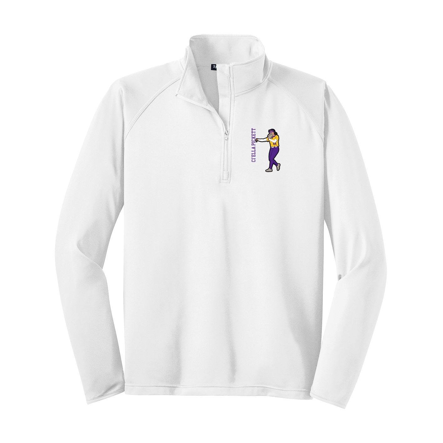Q-Zip Pullover — Name Vertical in White