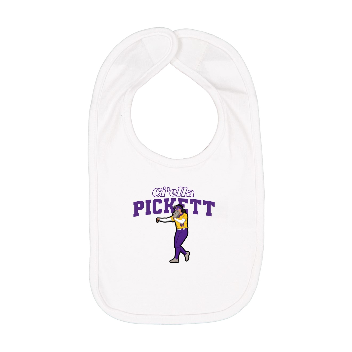 Infant Bib — Name Arch in White