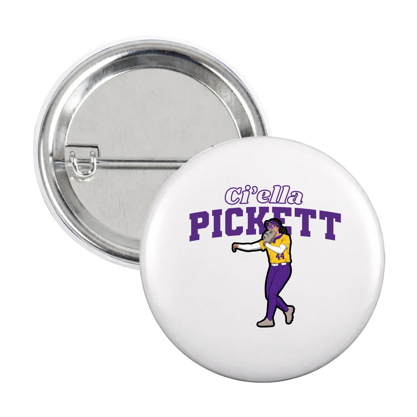 Game Day Button — Name Arch in White