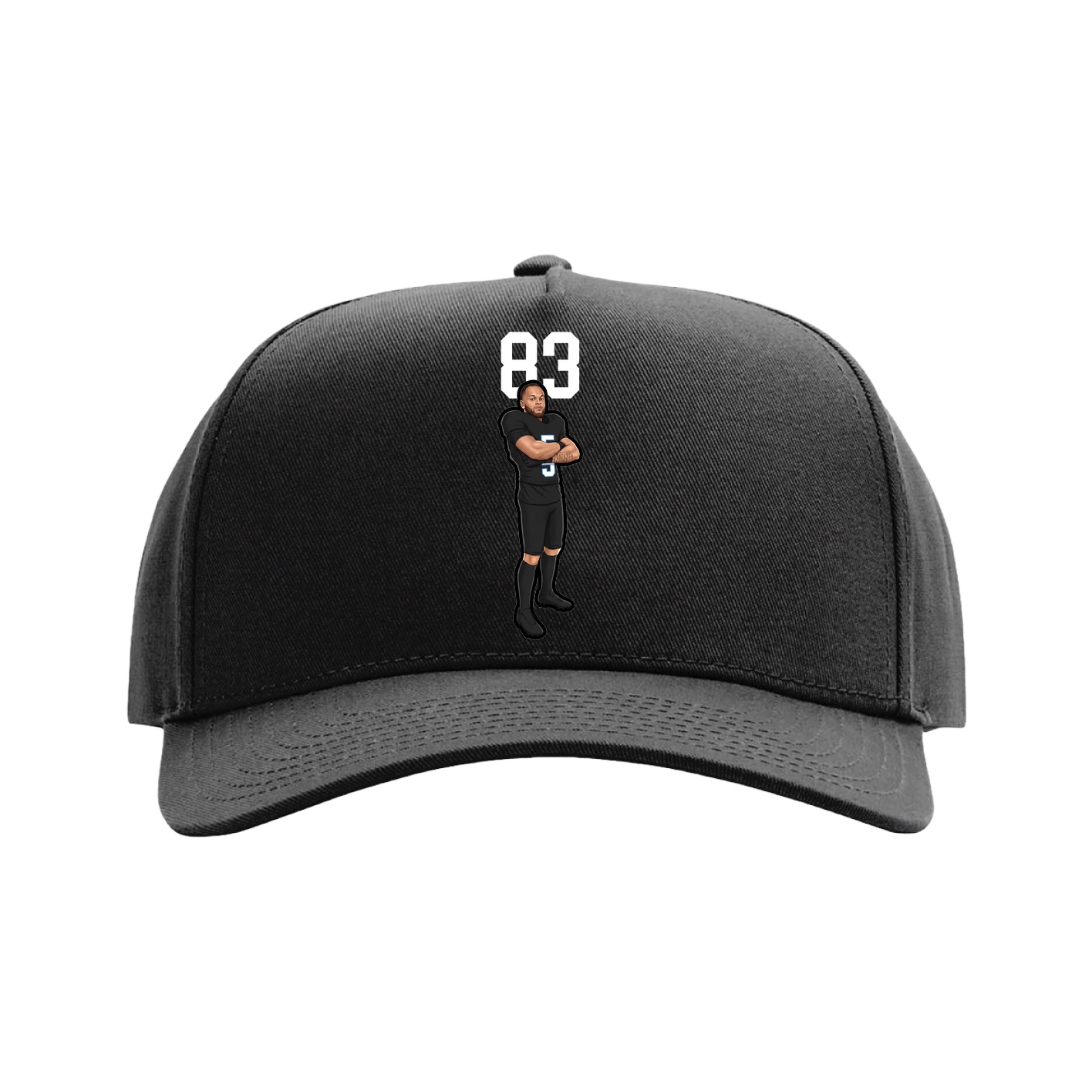 Full Fabric Five-Panel Champ Cap — Number Top in Black