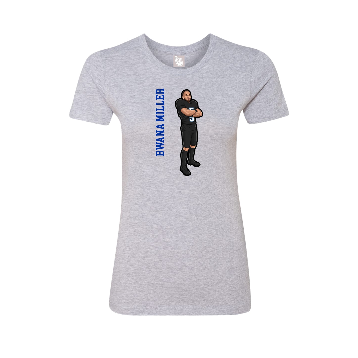 Womens Tee — Name Vertical in Grey