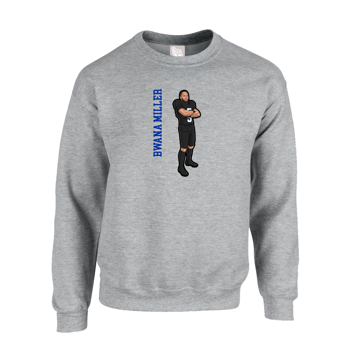Fleece Crew — Name Vertical in Grey
