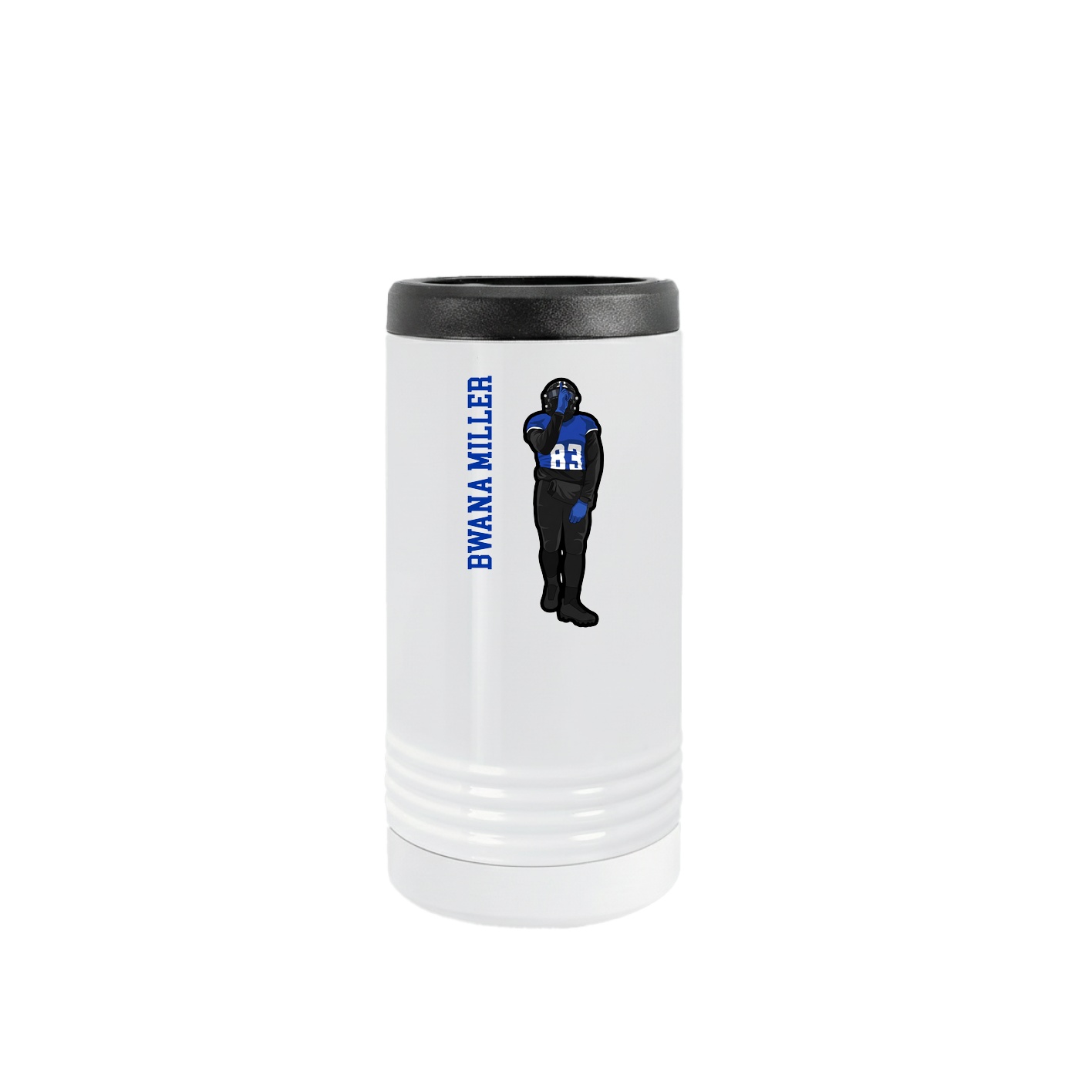 Slim Beverage Holder — Name Vertical in White