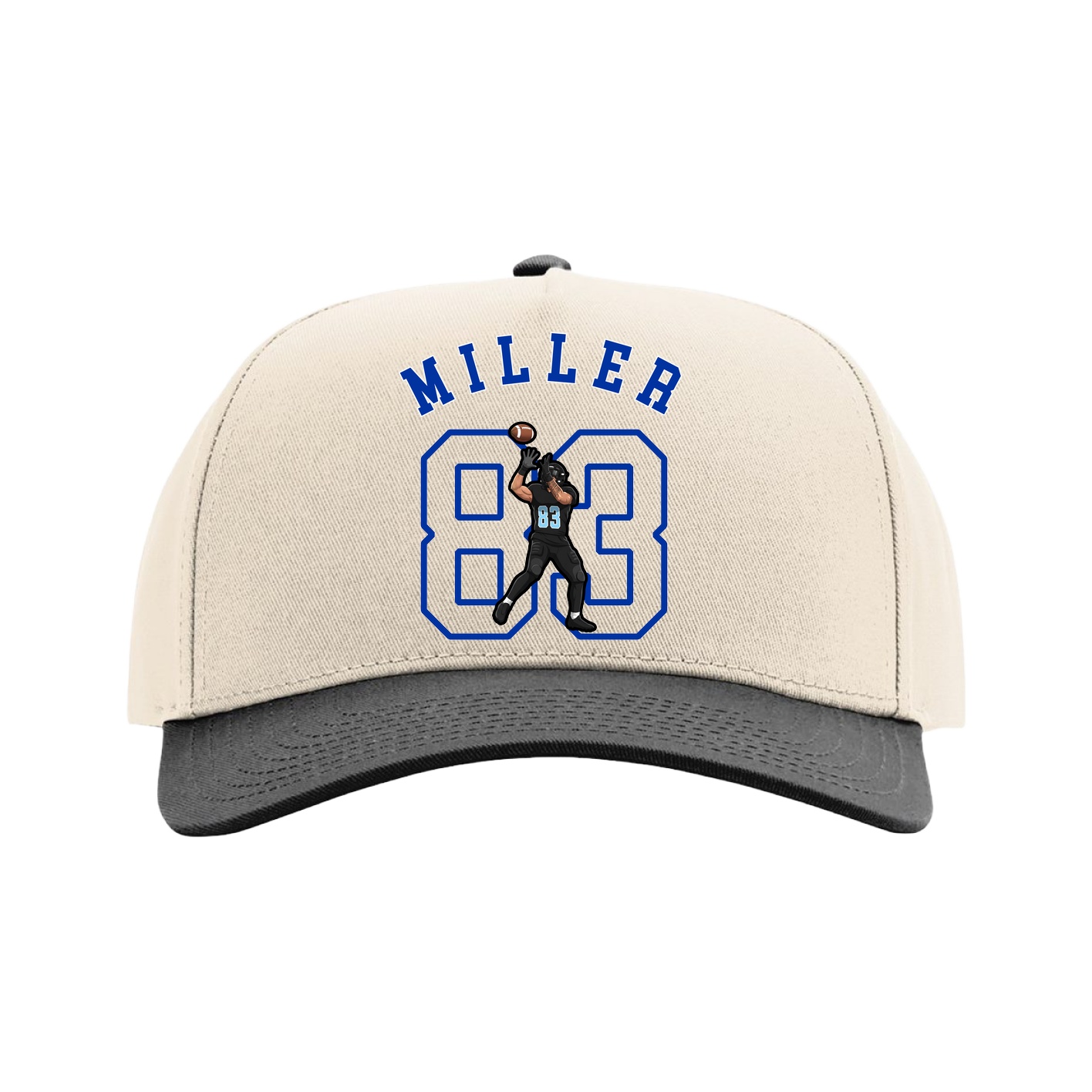 Full Fabric Five-Panel Champ Cap — Shirsey Arch in Cream/Black