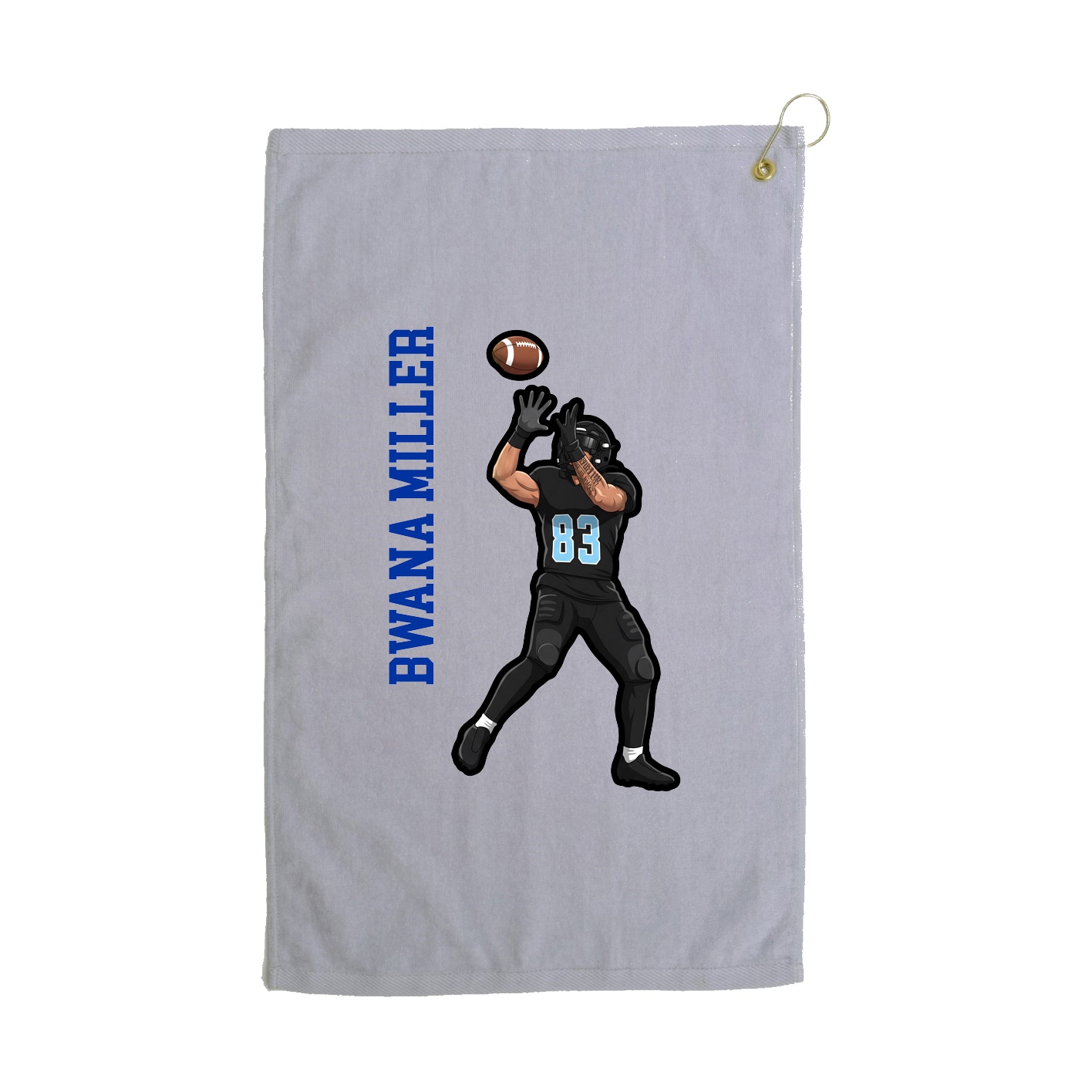 Golf Towel — Name Vertical in Grey
