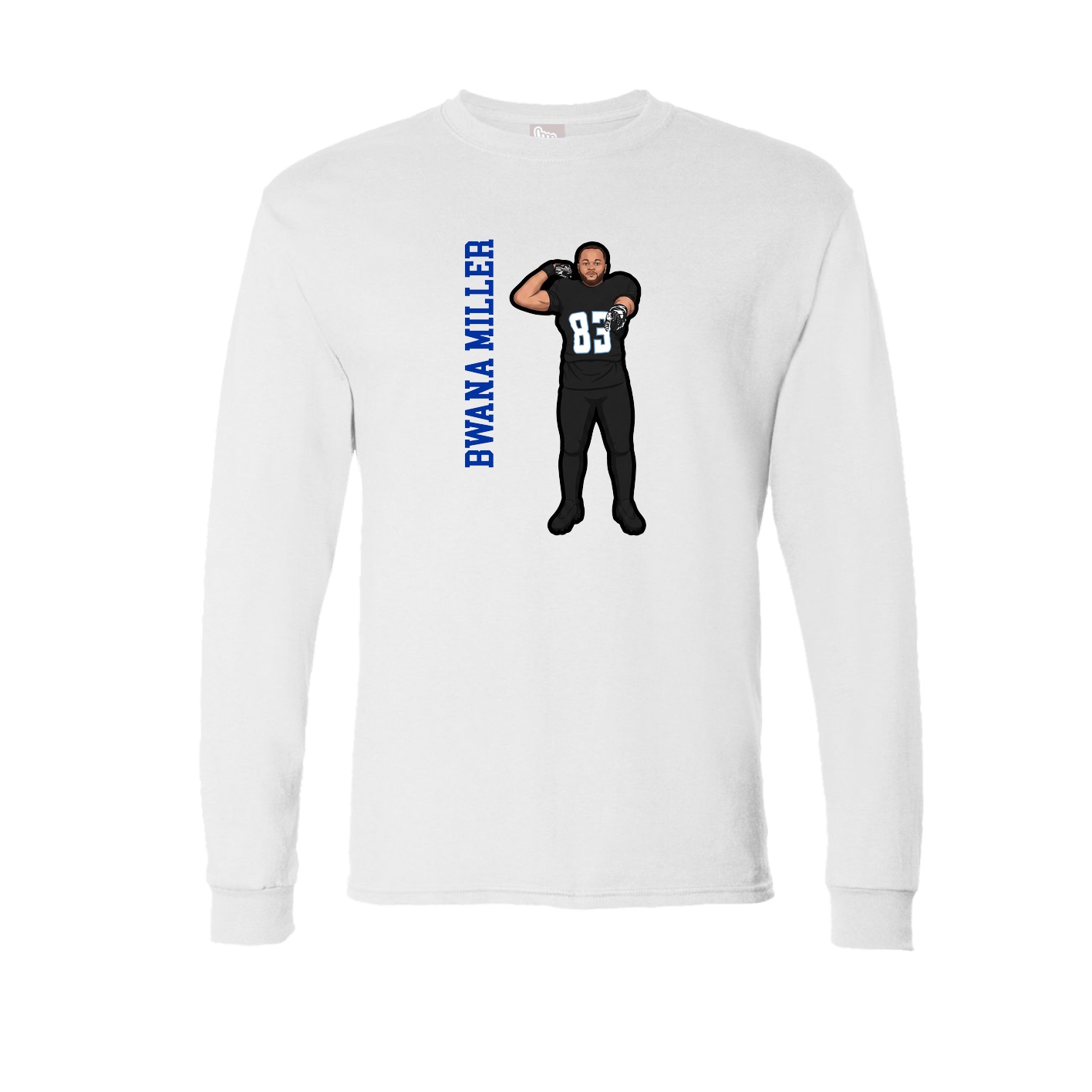 Long Sleeve Tee — Name Vertical in White