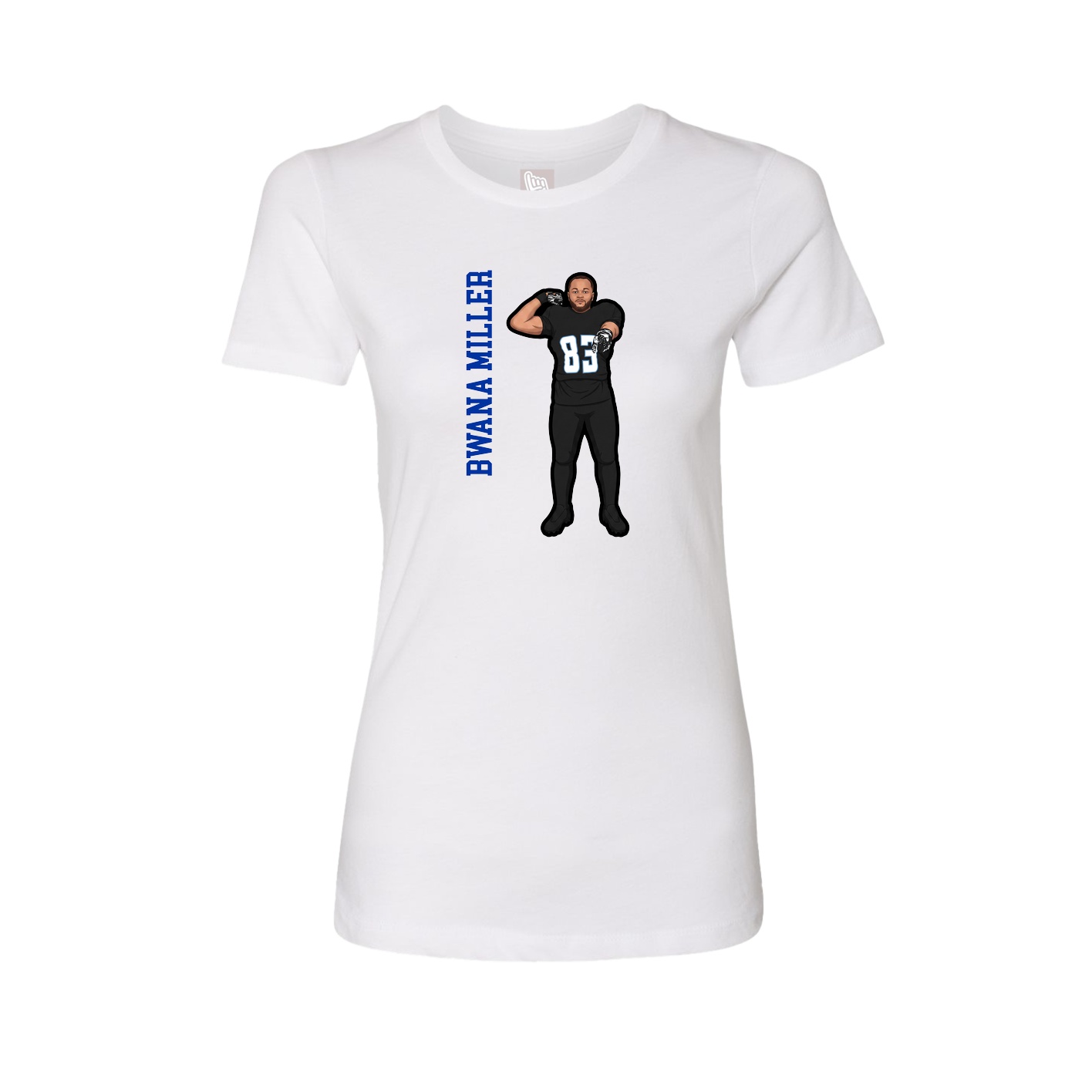 Womens Tee — Name Vertical in White