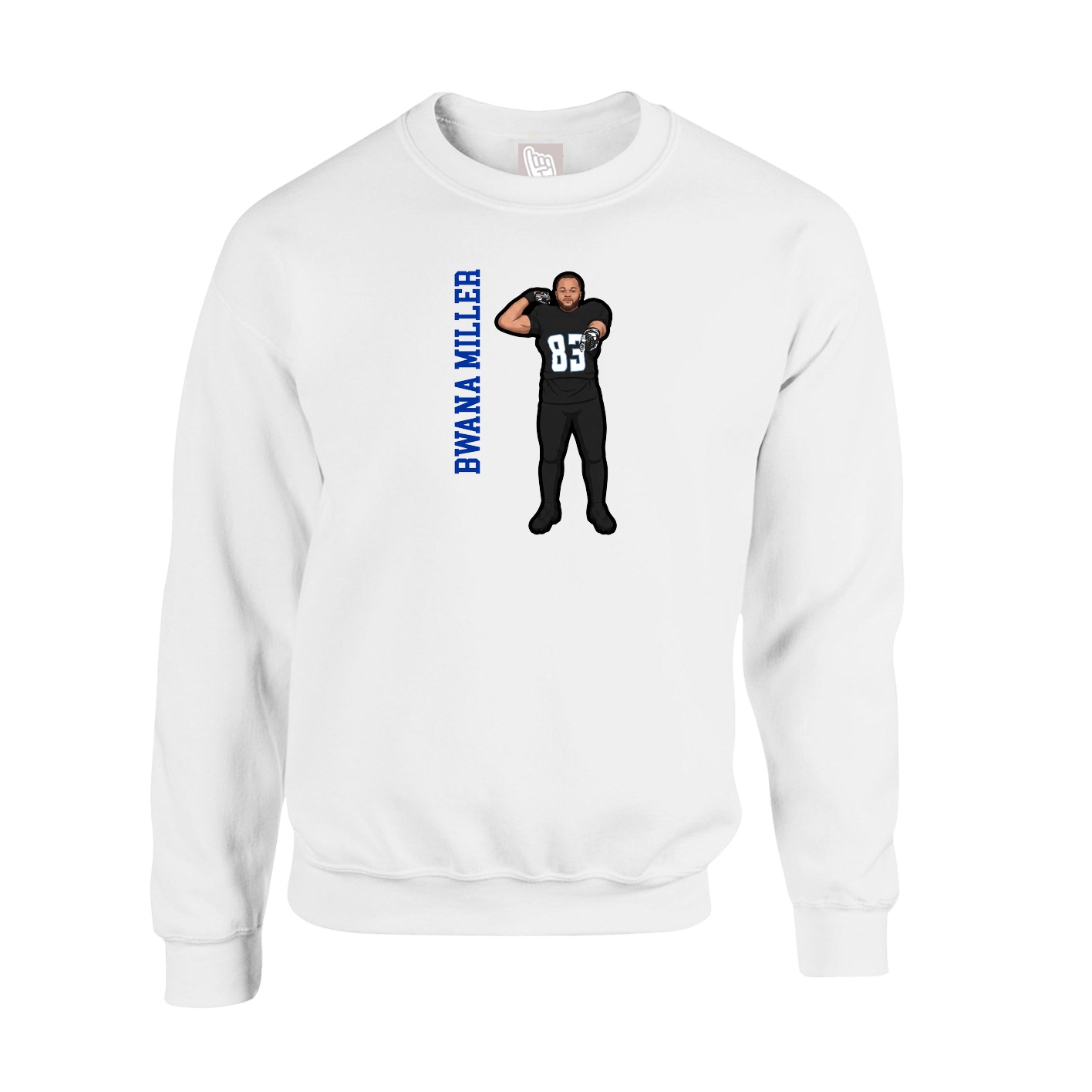 Fleece Crew — Name Vertical in White