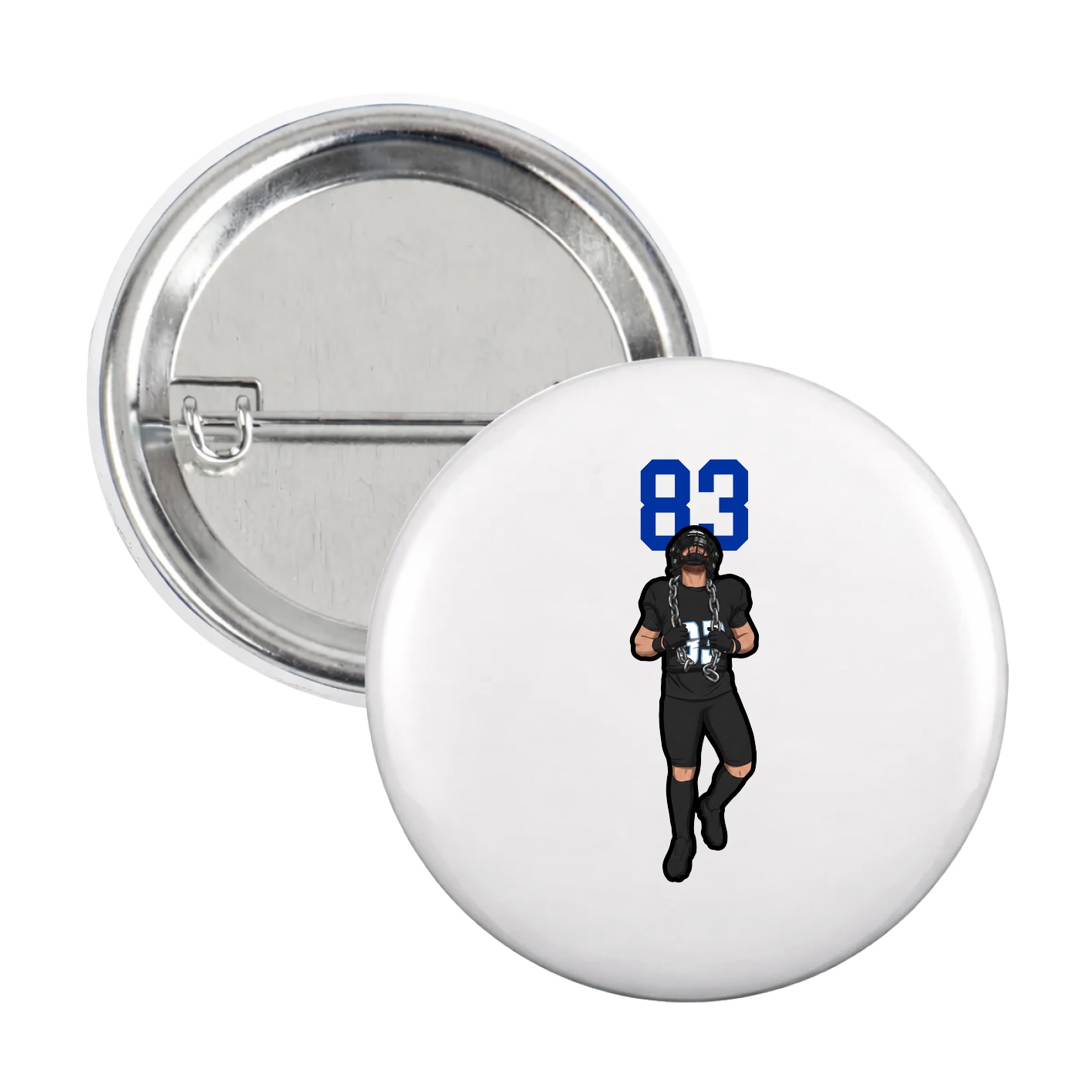 Game Day Button — Number Top in White