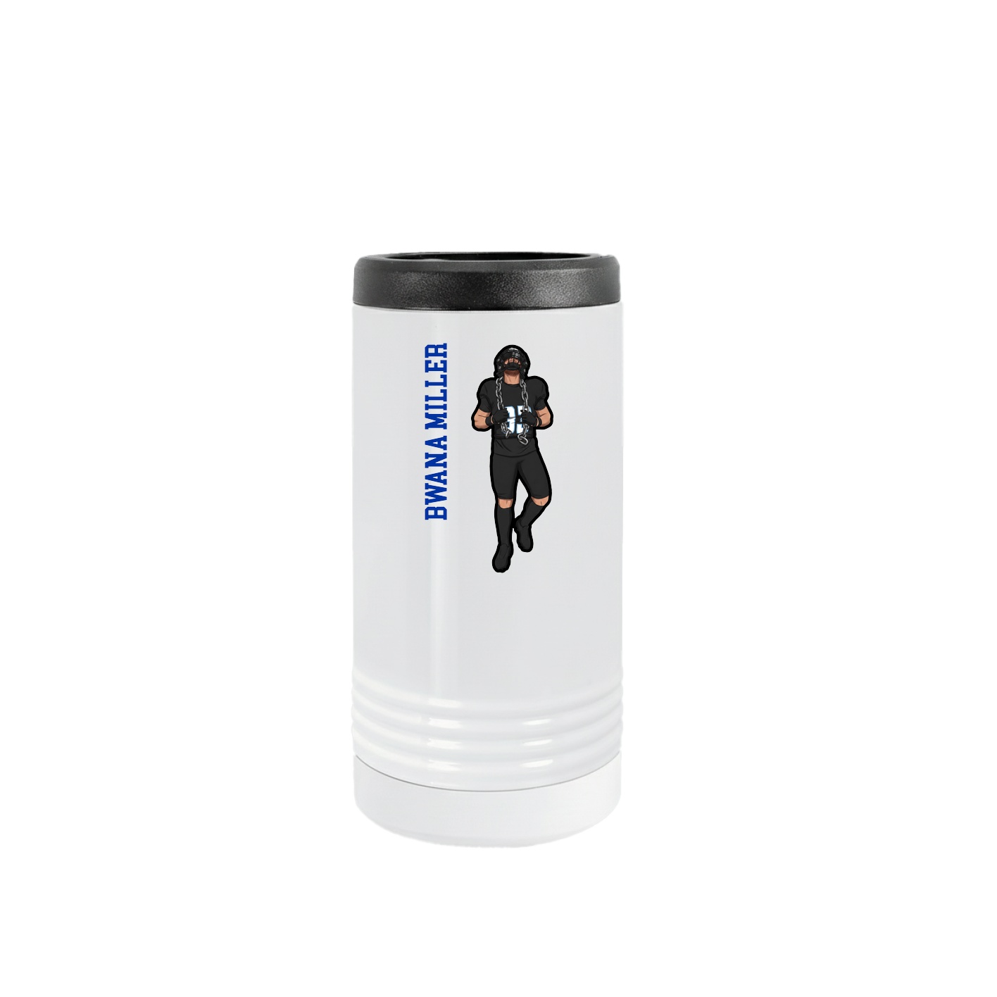 Slim Beverage Holder — Name Vertical in White
