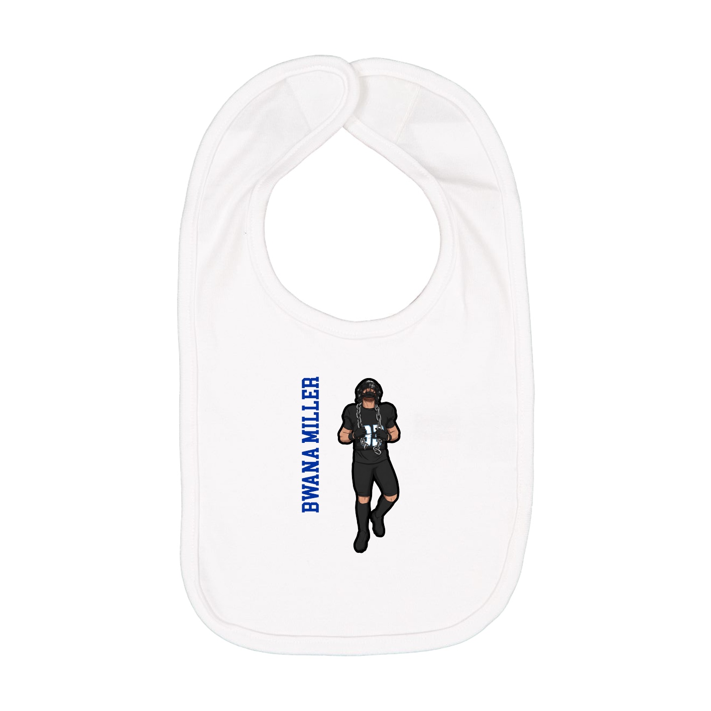 Infant Bib — Name Vertical in White