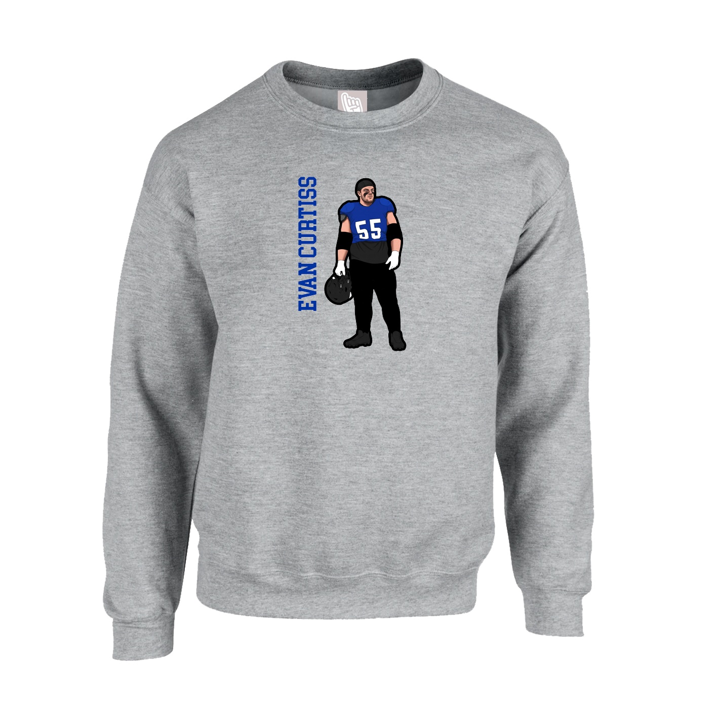 Fleece Crew — Name Vertical in Grey