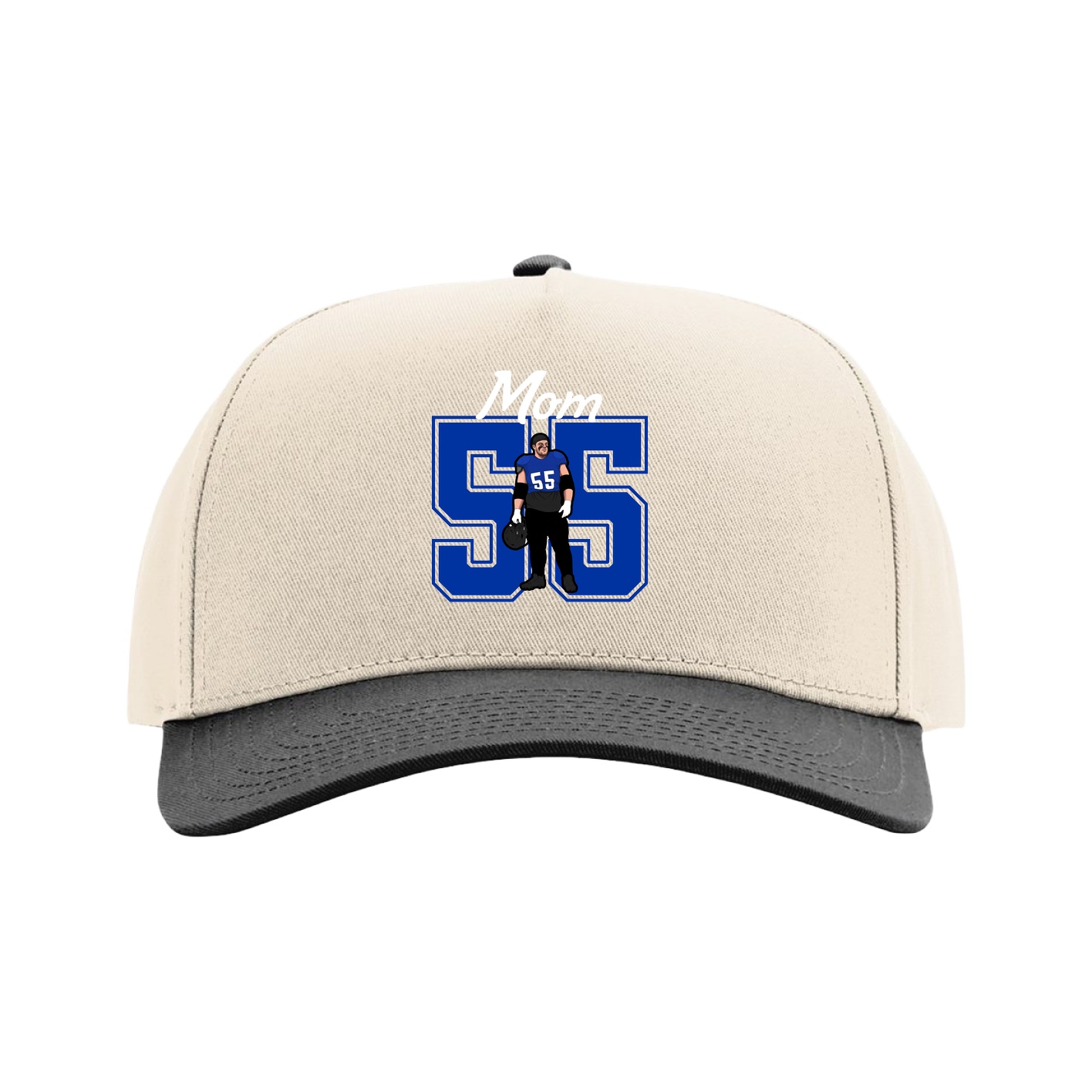 Full Fabric Five-Panel Champ Cap — Mothers Day Shirsey in Cream/Black