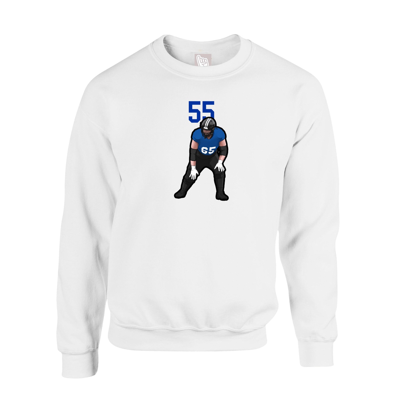 Fleece Crew — Number Top in White