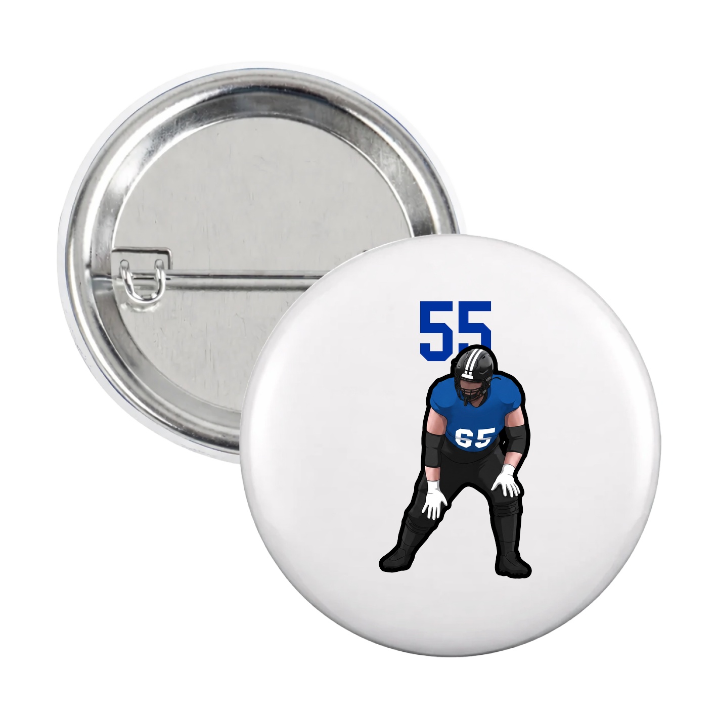 Game Day Button — Number Top in White