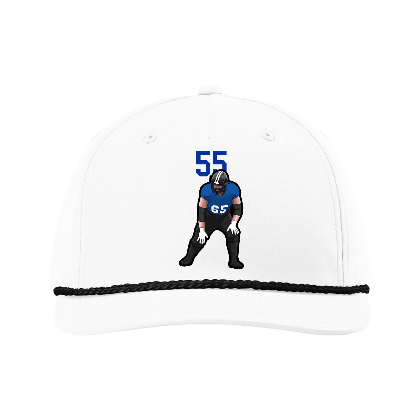 Five-Panel Classic Rope Cap — Number Top in White