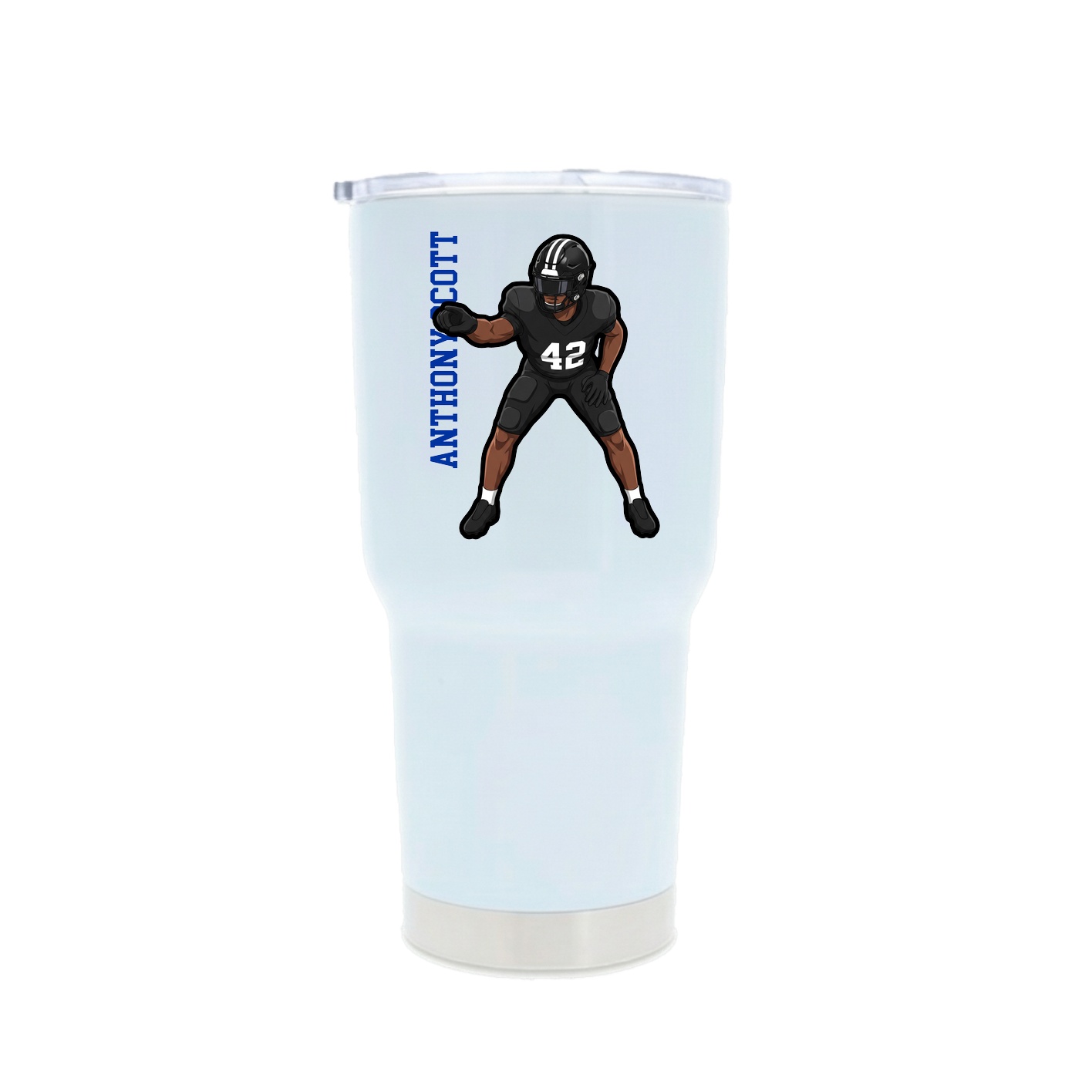 30oz Stainless Steel Tumbler — Name Vertical in White