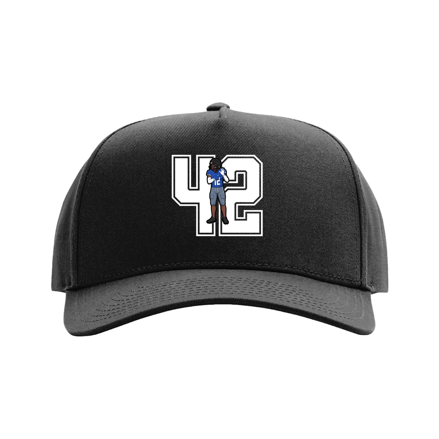Full Fabric Five-Panel Champ Cap — Number in Black
