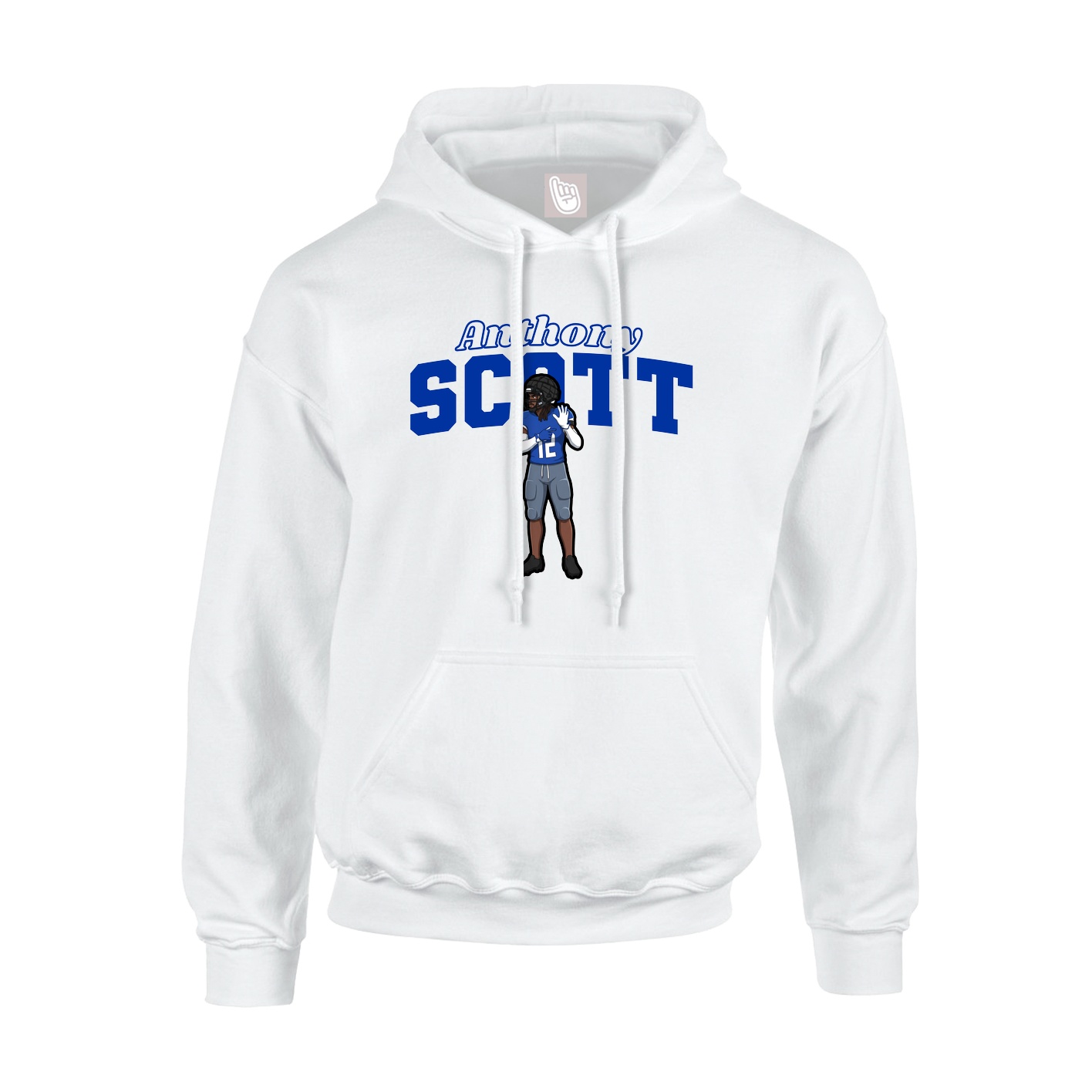 Youth Hoodie — Name Arch in White