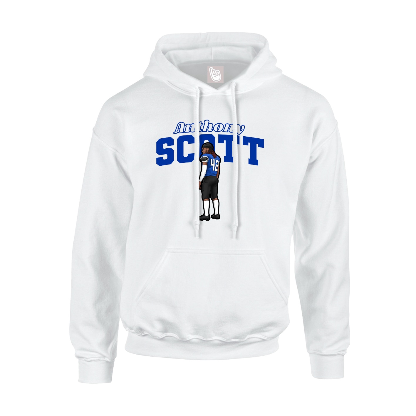 Youth Hoodie — Name Arch in White