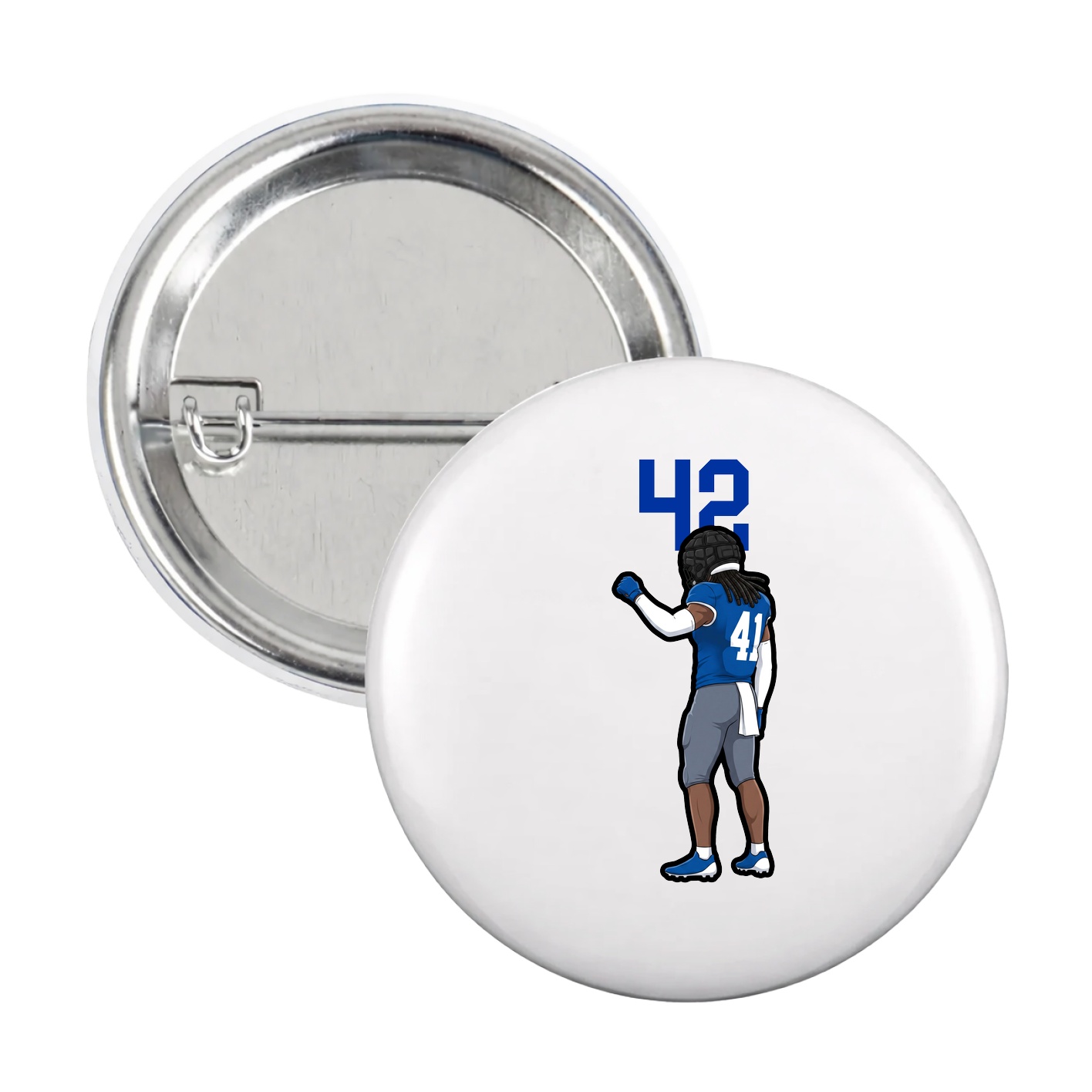 Game Day Button — Number Top in White
