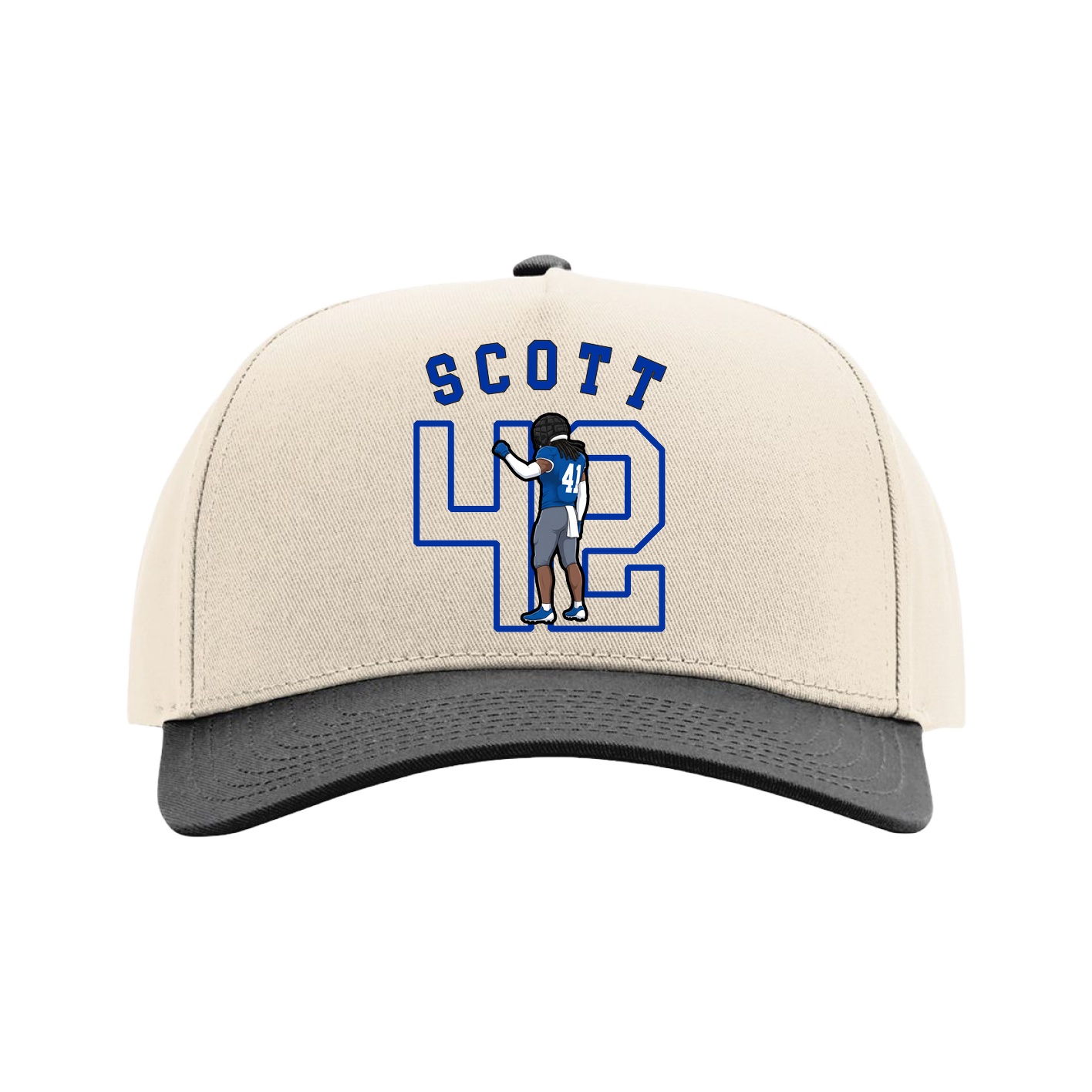 Full Fabric Five-Panel Champ Cap — Shirsey Arch in Cream/Black