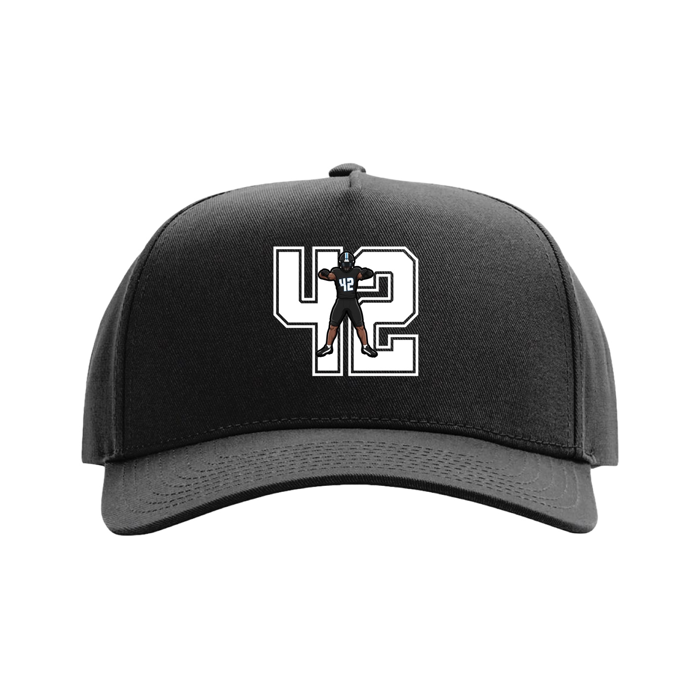 Full Fabric Five-Panel Champ Cap — Number in Black
