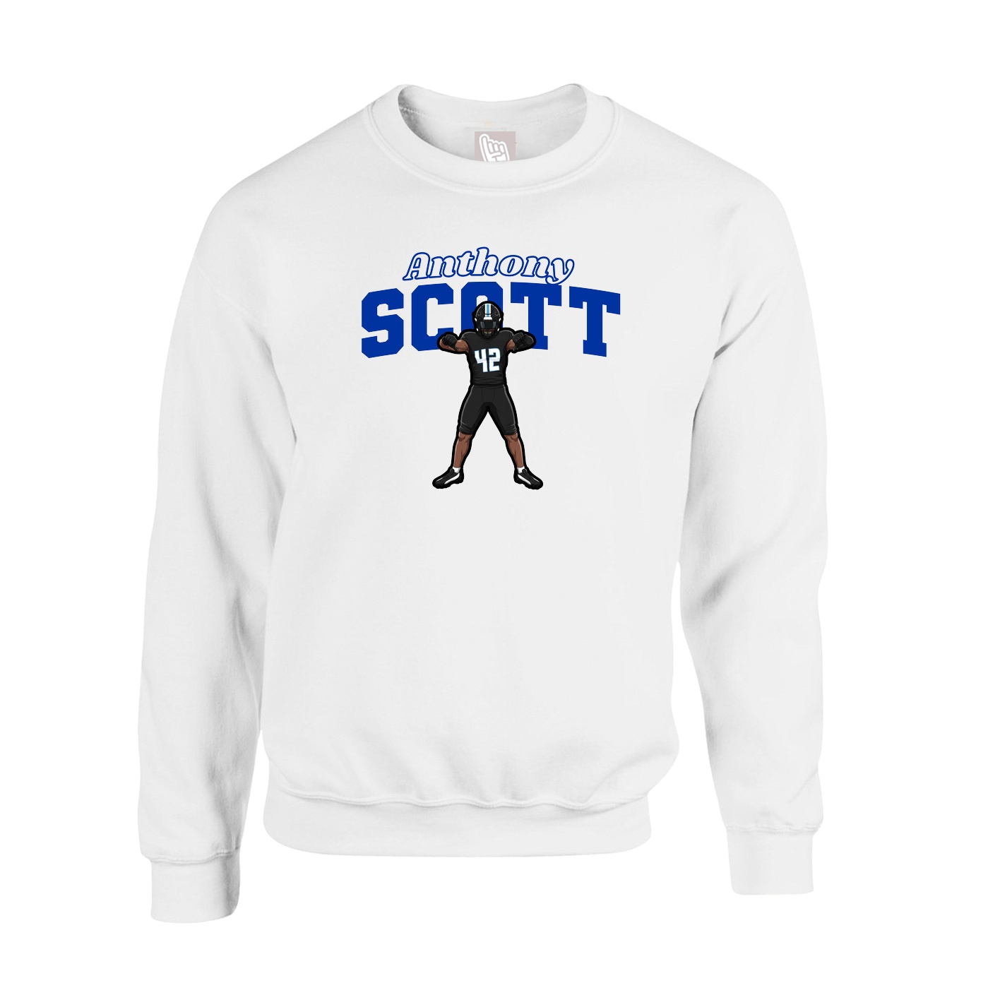 Fleece Crew — Name Arch in White