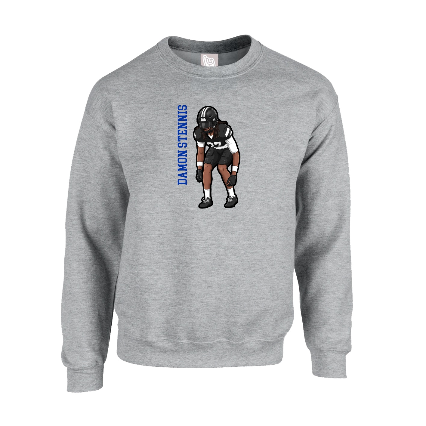Fleece Crew — Name Vertical in Grey