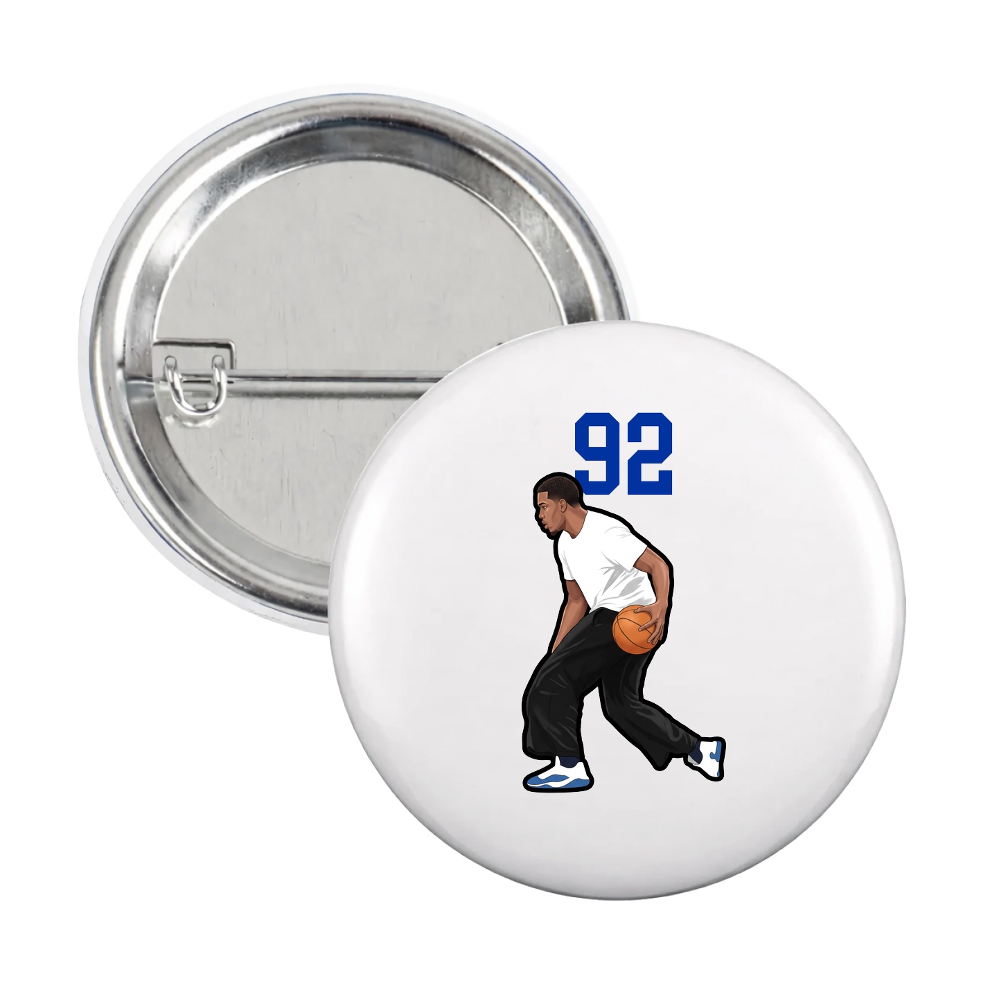 Game Day Button — Number Top in White