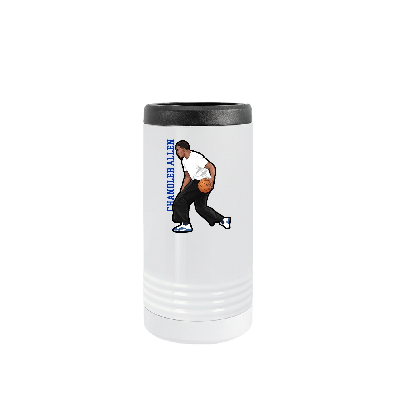 Slim Beverage Holder — Name Vertical in White
