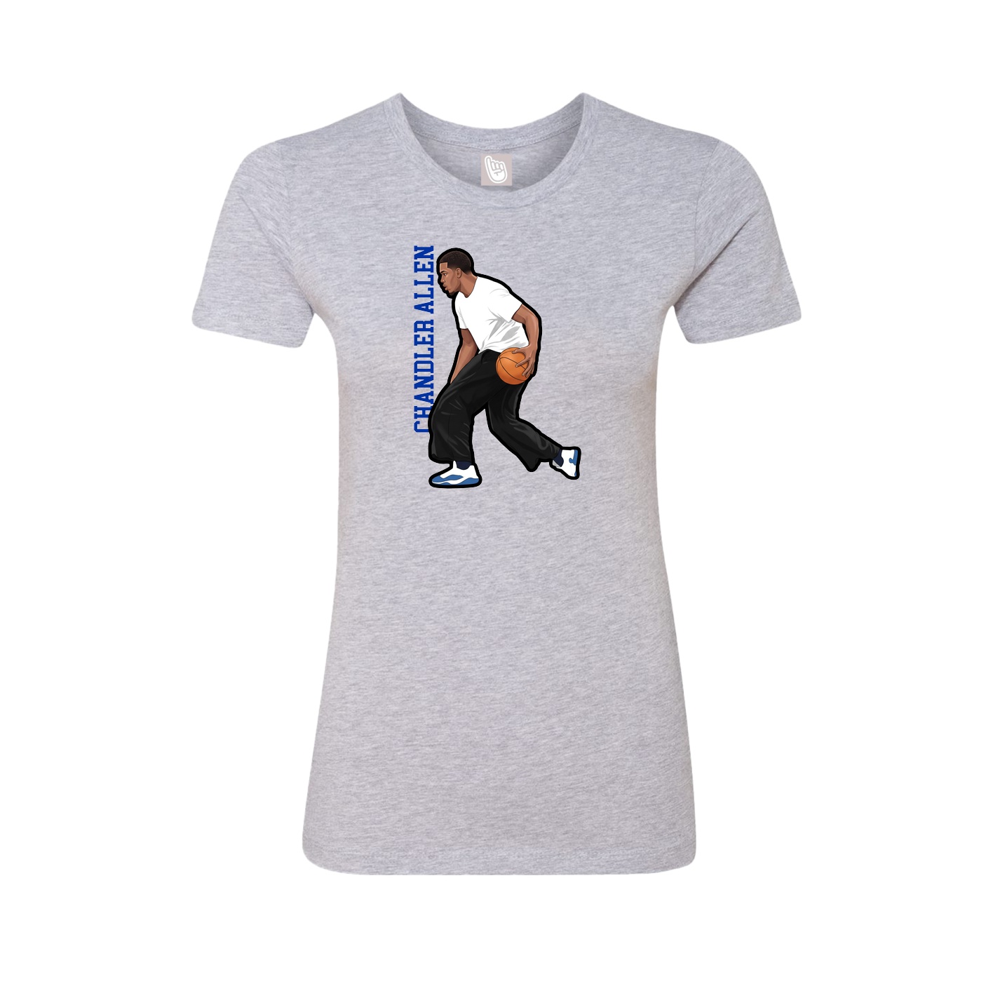 Fitted Women's Tee — Name Vertical in Grey