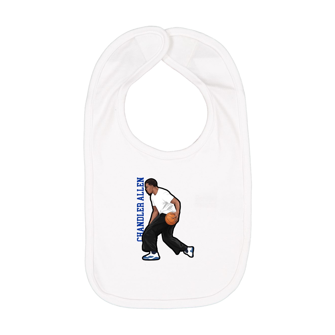Infant Bib — Name Vertical in White