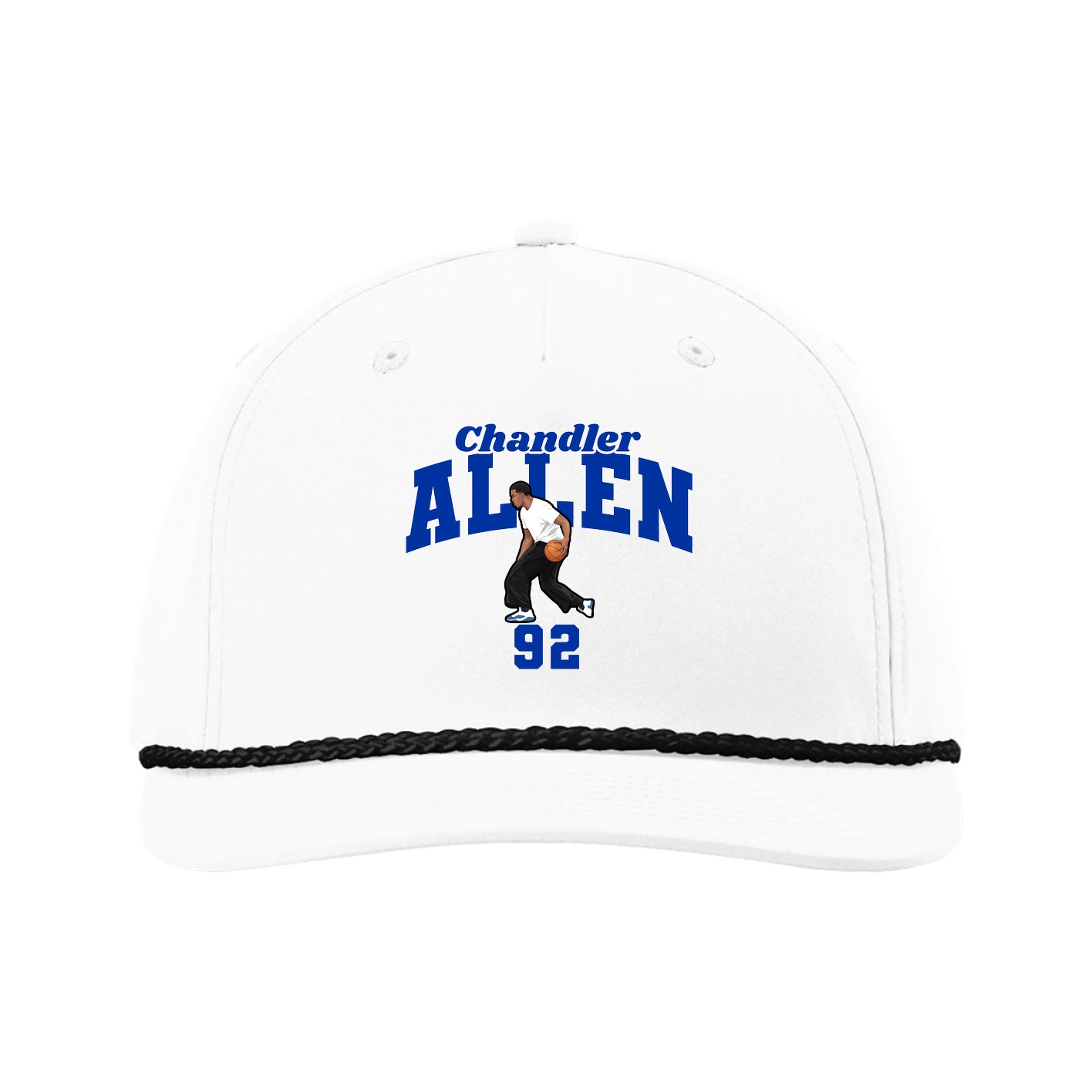 Five-Panel Classic Rope Cap — Signature Arch in White