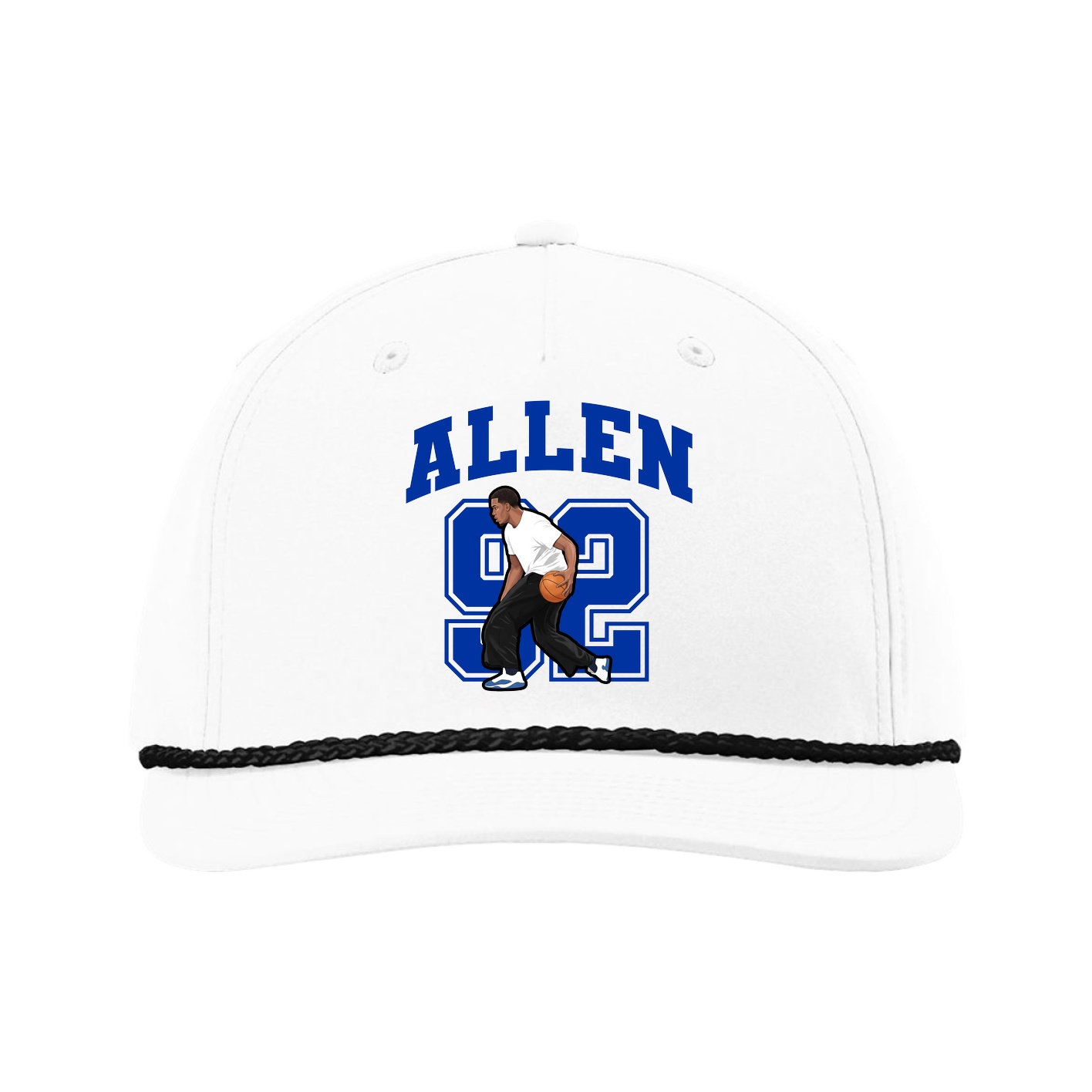 Five-Panel Classic Rope Cap — Number in White