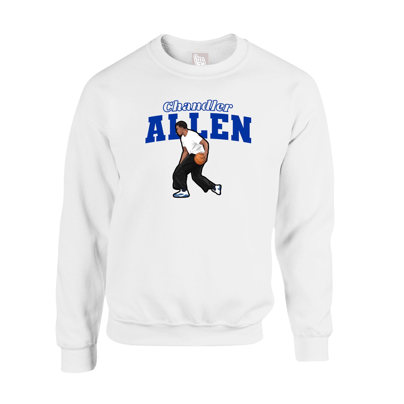 Fleece Crew — Name Arch in White