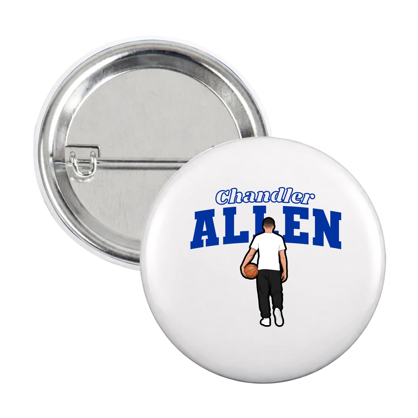 Game Day Button — Name Arch in White
