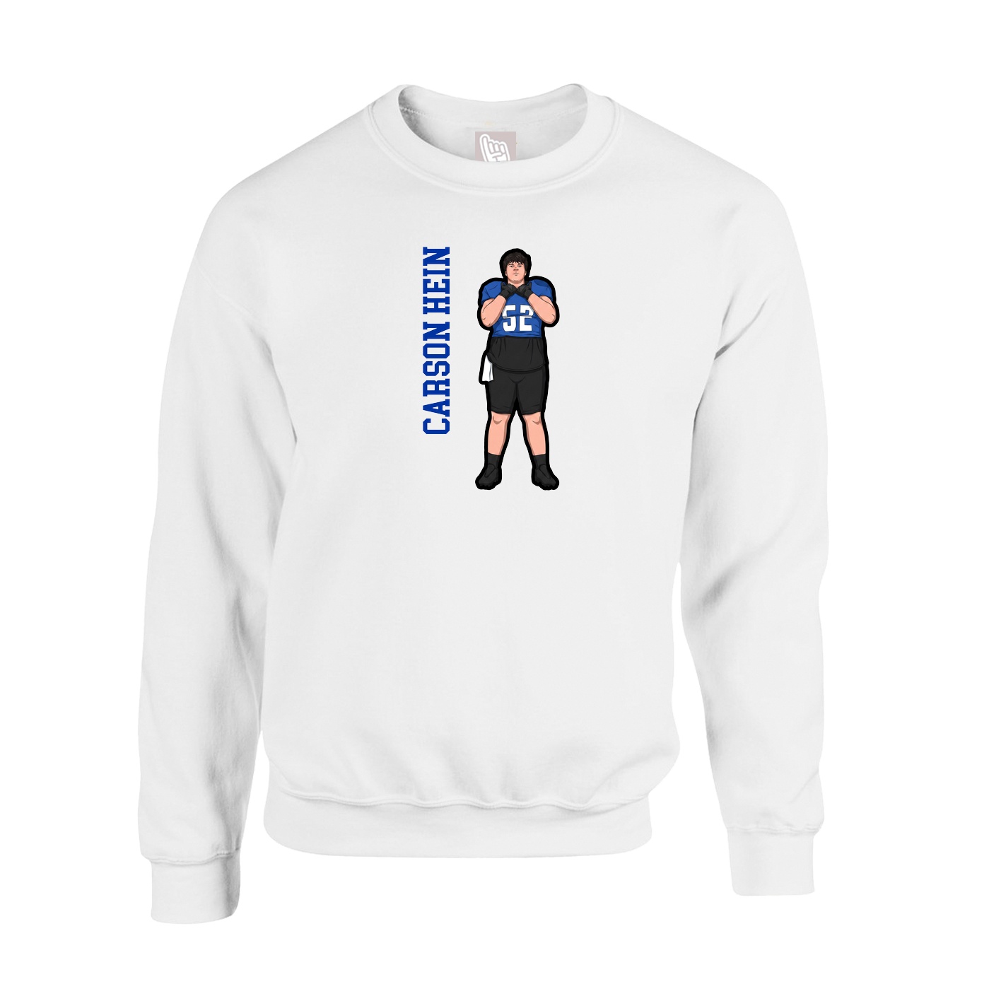 Fleece Crew — Name Vertical in White