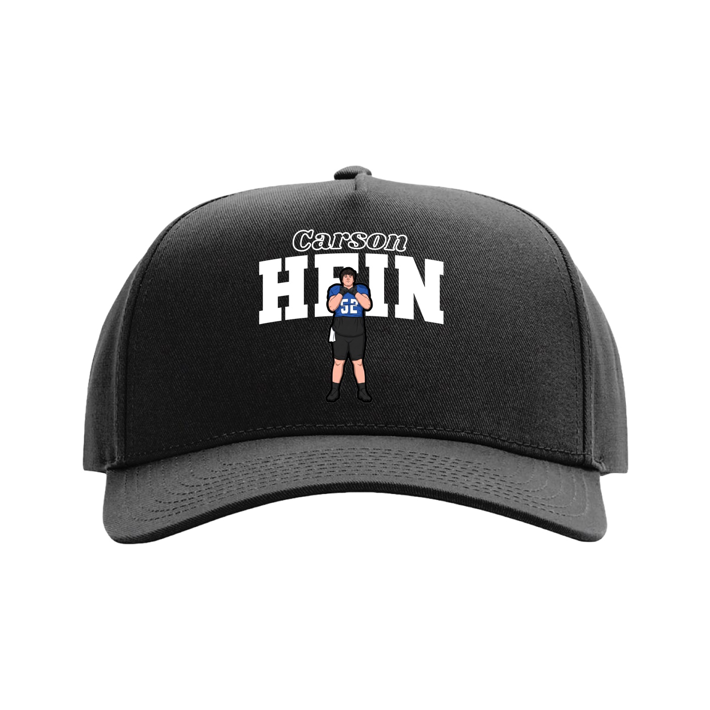 Full Fabric Five-Panel Champ Cap — Name Arch in Black