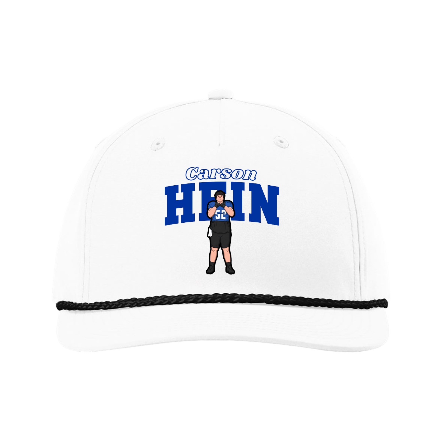 Five-Panel Classic Rope Cap — Name Arch in White